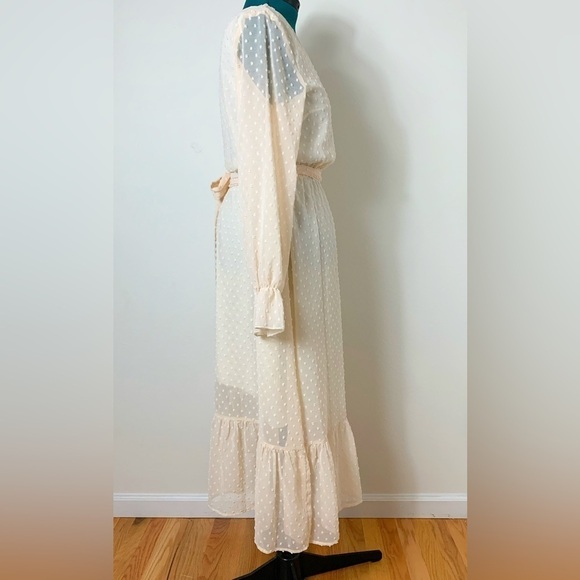 Women’s Long Sleeve Blush Pink Dress, Size Medium, A-line Baptism Easter - Picture 3 of 5